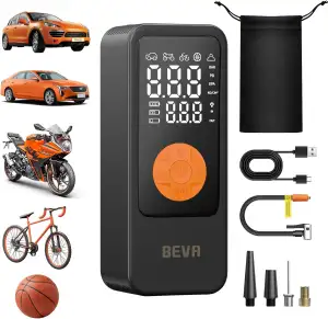 BEVA Kabelloser Elektrische Luftpumpe, 150PSI Tragbare Akku Kompressor mit LED-L
