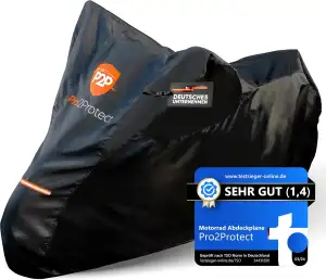 [ Test SEHR GUT ] Pro2Protect® Motorrad Abdeckplane SCHWARZ ORANGE wetterfest Ou