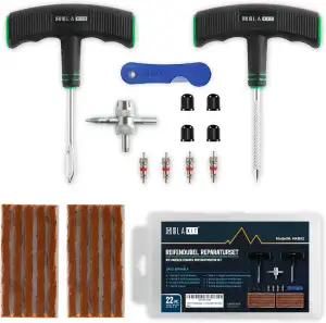 HOLAKIT Reifenflickzeug, Kompaktes 22-teiliges Reifenreparaturset mit Gummistopf