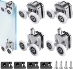 4 Stück Duschtürrollen für Duschtüren, 23mm Duschkabine Rolle mit Anti-Kollisionsblock und Schrauben, Laufrollen Duschraumzubehör für Schiebetüren, Duschtüren aus Glas (4 Stück)