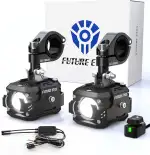 Future Eyes LED Motorrad Nebelscheinwerfer, 360° verstellbare Zusatzscheinwerfer, IP67 wasserdicht, Offroad-Fahrlichter für Nachtfahrten, Amber/Weiß Fern- & Abblendlicht, kompatibel mit ATV & UTV