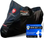 [ Test SEHR GUT ] Pro2Protect® Motorrad Abdeckplane SCHWARZ ROT wetterfest Outdoor Plane für Mope...