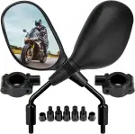 KEMIMOTO Motorrad Spiegel für 22mm Lenker, E24 Zertifizierte Rückspiegel mit 8&10mm Schrauben, Universal Motorradroller Spiegel mit Halterung, Rückspiegel für Motorrad/Roller/Scooter/Moped usw