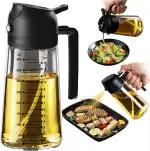 TrendPlain 16oz Ölsprüher für Speiseöl – 470ml Olivenöl Flasche – 2-in-1 Ölspender und Ölsprüher – Küchen Gadgets für Kochen, Salat und Grill Schwarz