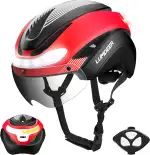 LUMDEER Fahrradhelm Herren und Damen mit Licht und Visier, Fahrrad Helm Blinker und Bremslicht 2.0 Selbsttönende Gläser,E Scooter Helm Erwachsene mit LED Vorne und Hinten,Roller Helm mit Fernbedienung