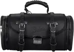 Burnout Retro Motorrad Tasche, Satteltasche für Motorroller und Fahrrad, Lederoptik, Werkzeugtasche für Retro Roller, Größe L Schwarz