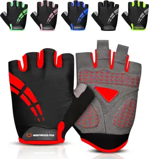 WESTWOOD FOX Fahrradhandschuhe für Herren und Damen Halbfinger-Gel-gepolsterte r