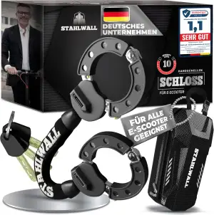 E Scooter Schloss mit Tasche - maximale Sicherheit, feuergehärteter Stahl, Hands