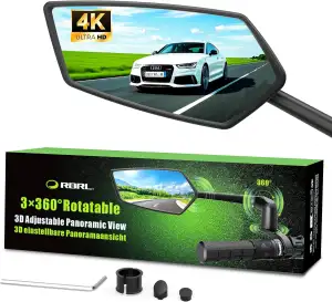 RBRL Fahrradspiegel | 3D Verstellbar für Panorama Sicht | 360° Dreh- & Einklappb