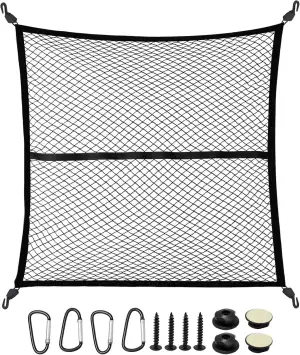 Auto Kofferraumnetz 120x120 cm, Dehnbar bis 210x210 cm, Hochelastisches Gepäckne