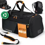 Sporttasche [RECYCELTES PET] 50L – Gym Bag und Rucksack in Einem – wasserdichte Trainingstasche Herren Damen – Sportrucksack mit Schuhfach Fitness, Reisetasche groß