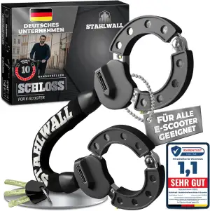 E Scooter Schloss - maximale Sicherheit, feuergehärteter Stahl, Handschellenschl