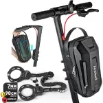 Jeebel 3/4/5L E Scooter Tasche & 90cm ø7mm Handschellenschloss, Große Kapazität Lenkertasche mit Schnellverschluss-Montage, Fahrrad Schloss mit Schlüssel, Für Elektroroller, Fahrrad（4,5 L + Schloss）