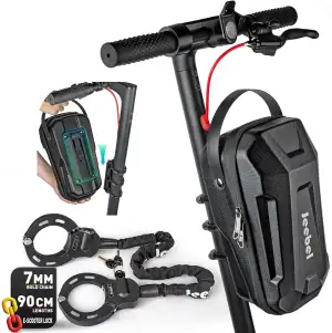 Jeebel 3/4/5L E Scooter Tasche & 90cm ø7mm Handschellenschloss, Große Kapazität 