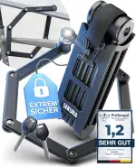 BÜCHEL Sekura Faltschloss Fahrrad | Sicherer Diebstahlschutz | Gehärteter Stahl | 85 cm Länge | Inkl. Halterung | Fahrradschloss für Bike, E-Bike & Motorrad