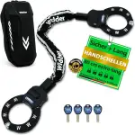 WIDDER Sicheres Handschellenschloss [80cm lang, 4 Schlüssel, 8mm Massiv Stahl] E Scooter Schloss ...