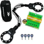 WIDDER Sicheres Handschellenschloss [80cm lang, 4 Schlüssel, 8mm Massiv Stahl] E Scooter Schloss ...