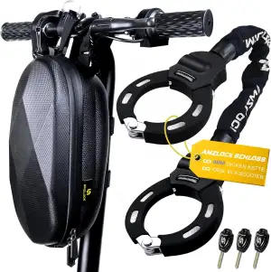 E Scooter Schloss mit Tasche | 8mm Dicke Kettenschloss | Handschellenschloss für E Scooter | mit ...
