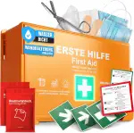 HELDENWERK® Erste Hilfe Kasten Version 2026 [DIN 13157:2021] inkl. Wandhalterung & 5x Aufkleber |...