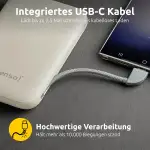 Intenso S10000 Powerbank mit integriertem USB-C Kabel, 10.000 mAh, Ultra schnelles Laden mit PD 3.0 (PPS), 20W, Ladestatus in Prozent, geprüft in Deutschland, beige