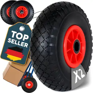 FROSAL 2X PU Rad 260mm (3.00-4) pannensicher mit roter Felge – Ersatzrad für Bol