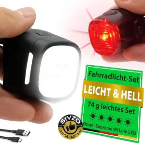 WIDDER Fahrradlicht Vorne & Hinten als Set [Sehr Hell 90 Lum LED] - Fahrrad Lich