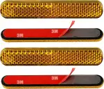 4 Stück 70 × 20 × 8mm Motorrad Reflektor Rückstrahler Hinten Gabel-Reflektor Gelb Rechteckiger Re...