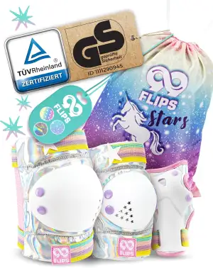 99FLIPS Inliner Schoner Kinder Set - TÜV Rheinland GS Zertifiziert [6er Set] mit