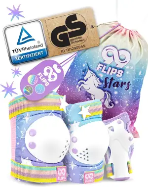 99FLIPS Inliner Schoner Kinder Set - TÜV Rheinland GS Zertifiziert [6er Set] mit
