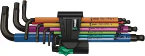 Wera 05073593001 950/9 Hex-Plus 1 SB Winkelschlüsselsatz, Mehrfarbig, metrisch,