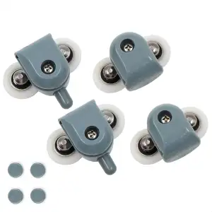 4 Stück Duschkabine Rollen 25mm Doppelrollen für Duschtüren Duschkabinenrollen L