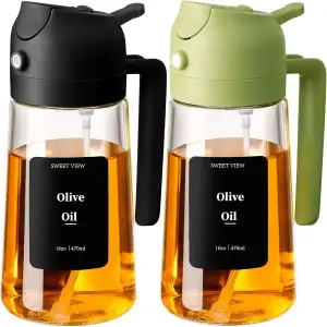 SWEET VIEW 2 in 1 Ölsprüher zum Kochen, 470ml Glasölflaschen/Olivenöl Sprühflasc