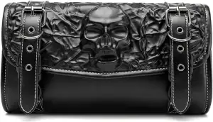 Generisch Motorrad Satteltasche PU Leder 3D Totenkopf-Design Vintage-Stil Wasser